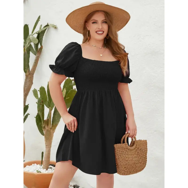 Vestido-Plus-Size-Curto-Shirred-Black-3