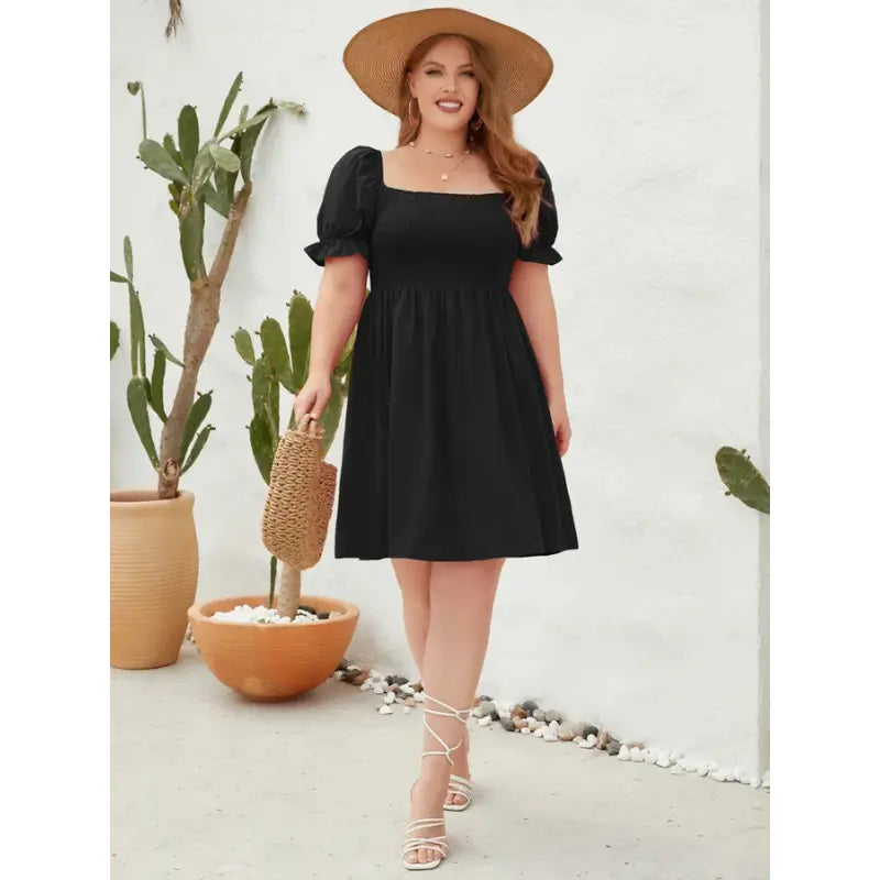 Vestido-Plus-Size-Curto-Shirred-Black-5