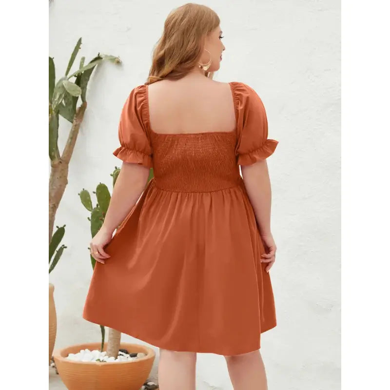 Vestido-Plus-Size-Curto-Shirred-Orange-2