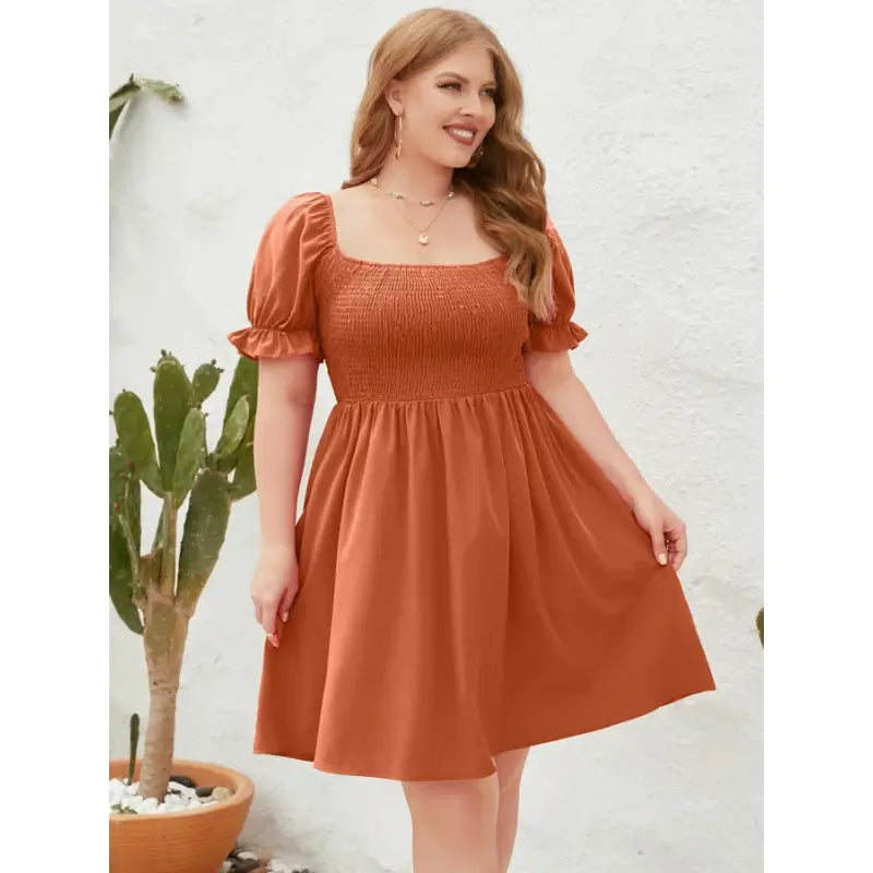 Vestido-Plus-Size-Curto-Shirred-Orange-4