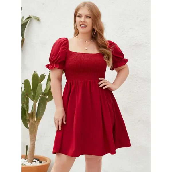 Vestido-Plus-Size-Curto-Shirred-Red-1