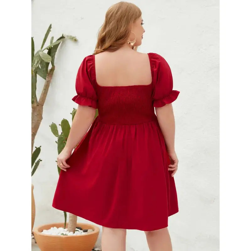 Vestido-Plus-Size-Curto-Shirred-Red-2