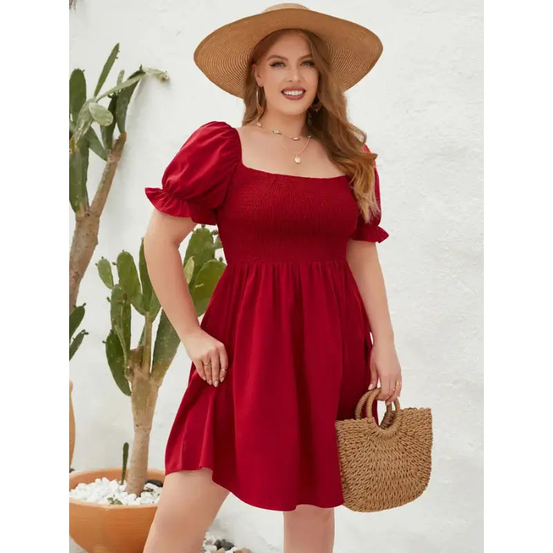 Vestido-Plus-Size-Curto-Shirred-Red-4