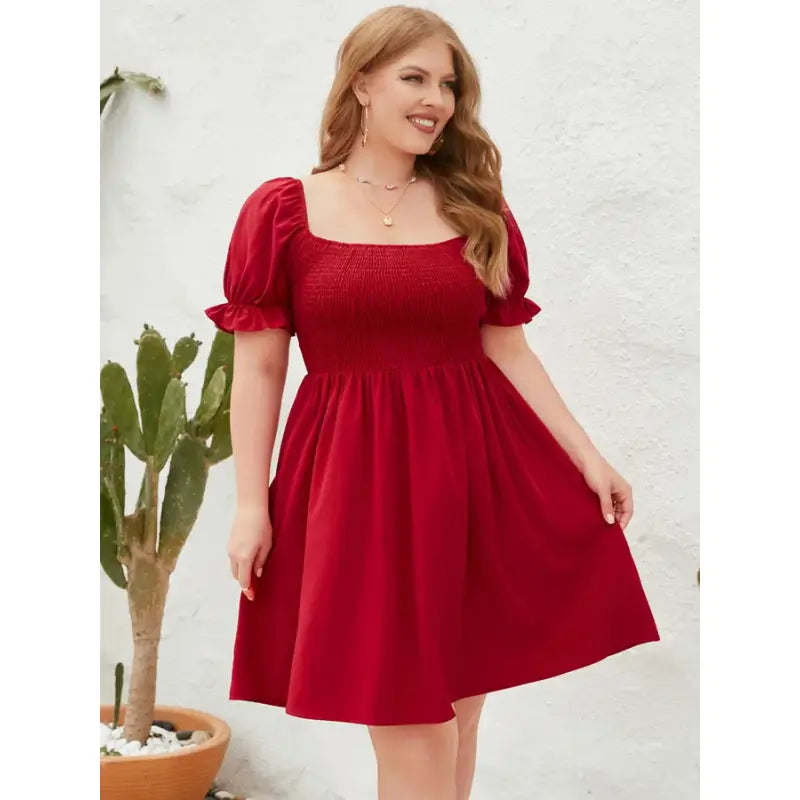 Vestido-Plus-Size-Curto-Shirred-Red-5